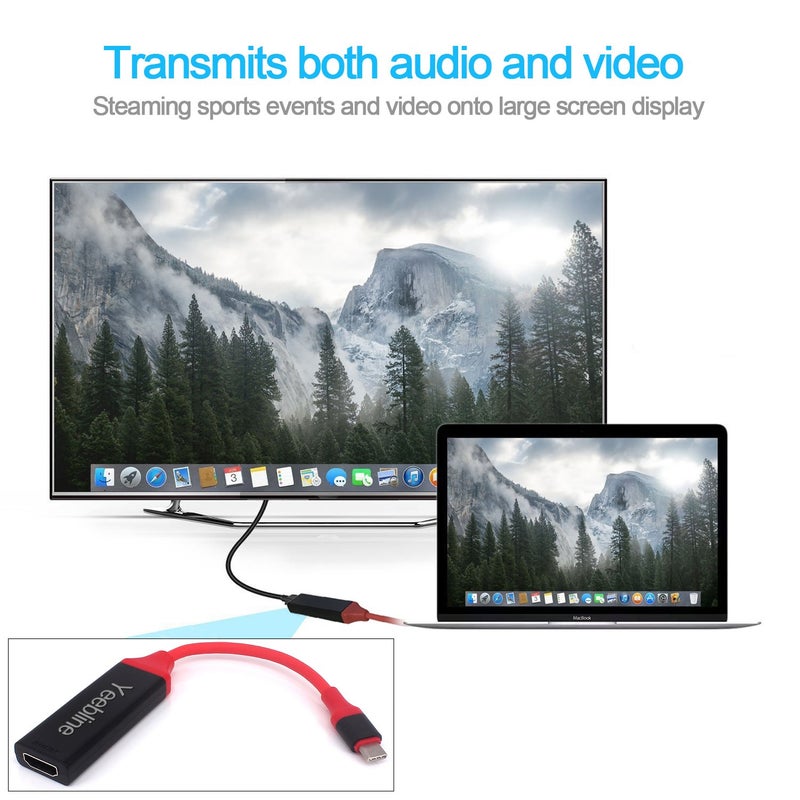 Yeebline Type C to HDMI Adapter, 4K HDTV Mirroring Cable USB 3.1 (USB-C) to HDMI Digital AV Converter for 2016 MacBook Pro, 2015 MacBook, ChromeBook Pixel (USB C to HDMI Adapter) - Image 5